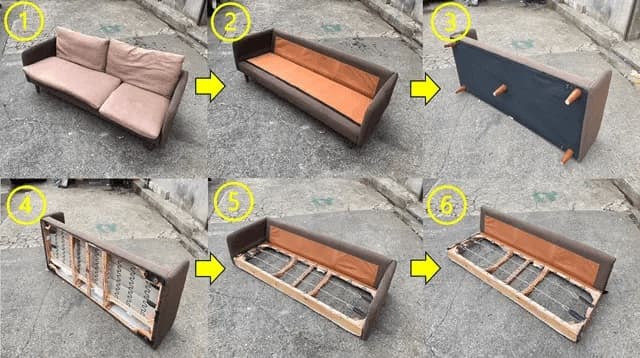ソファ解体画像①～⑥