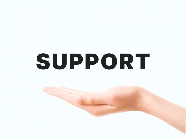 supportの文字と手