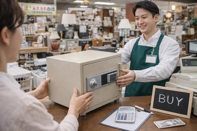 リサイクルショップで金庫売却中の様子