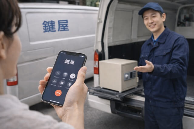 鍵屋に金庫の処分を依頼中