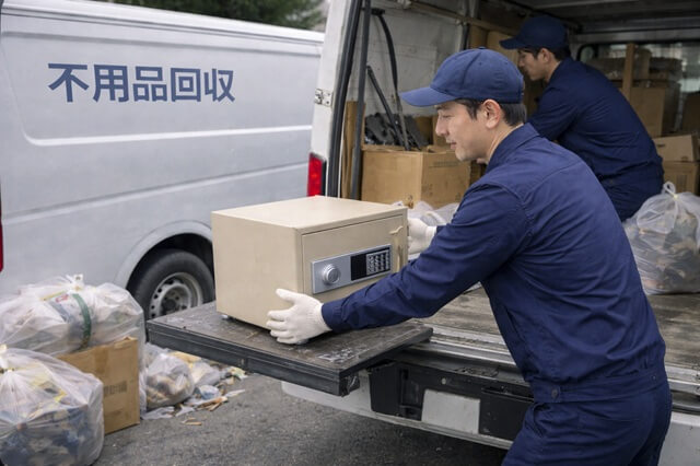 不用品回収業者が金庫を回収してる様子
