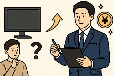 モニターを買取業者が買い取ってる様子