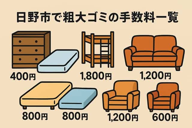 日野市の粗大ゴミの手数料一覧