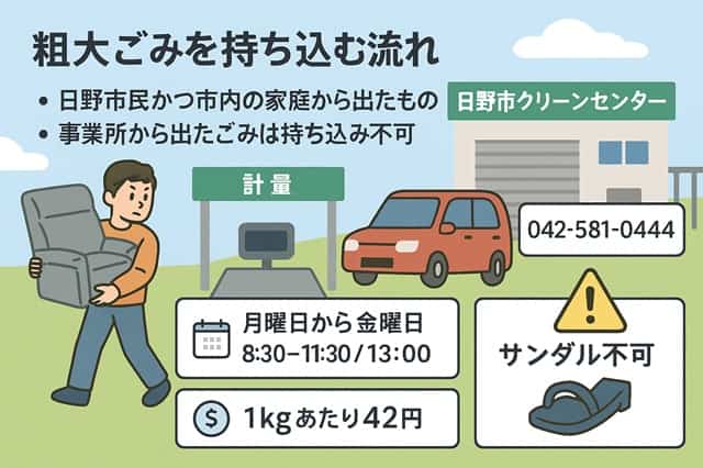 日野市で粗大ごみを持ち込む流れ