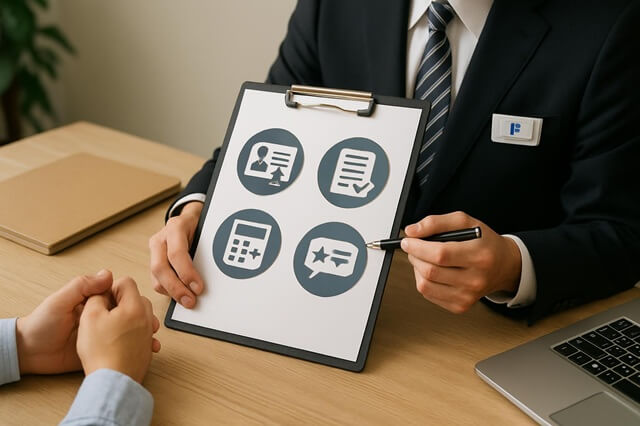 八王子で遺品整理の相談を受けるスタッフが丁寧に説明している様子