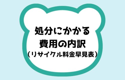 処分にかかる費用の内訳(リサイクル料金早見表)